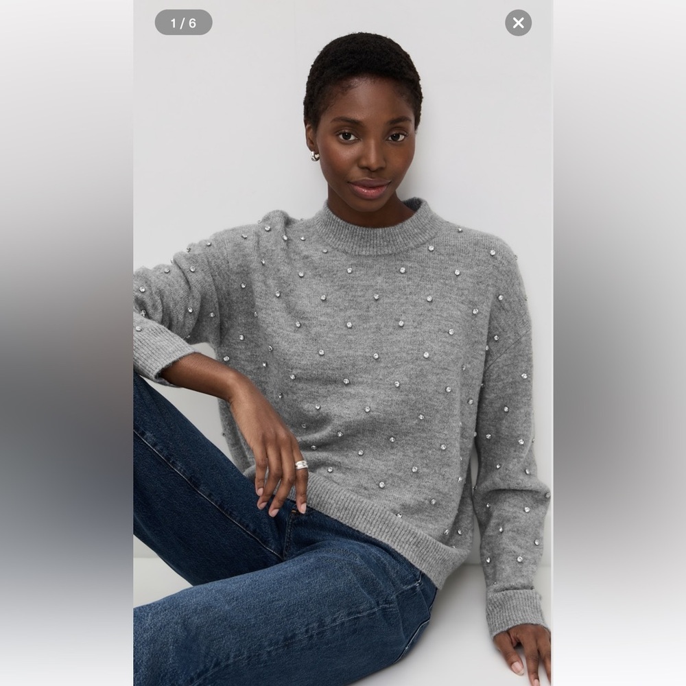 new Pistola Aura rhinestone sweater in Charcoal Diamonte grey